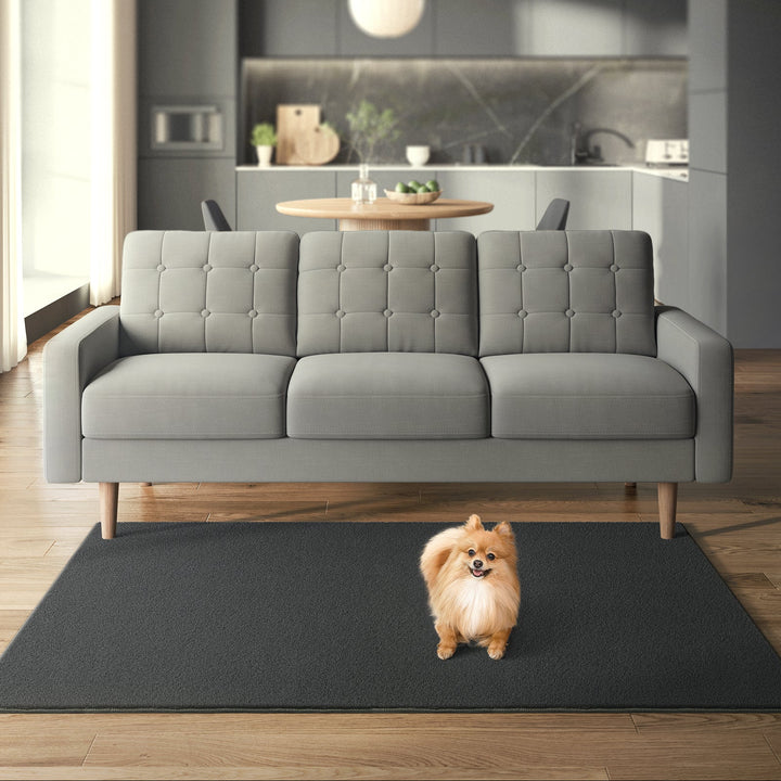 Tæppe, 120 x 170 cm, skridsikkert tæppe, maskinvaskbart, moderne stil, koksgrå