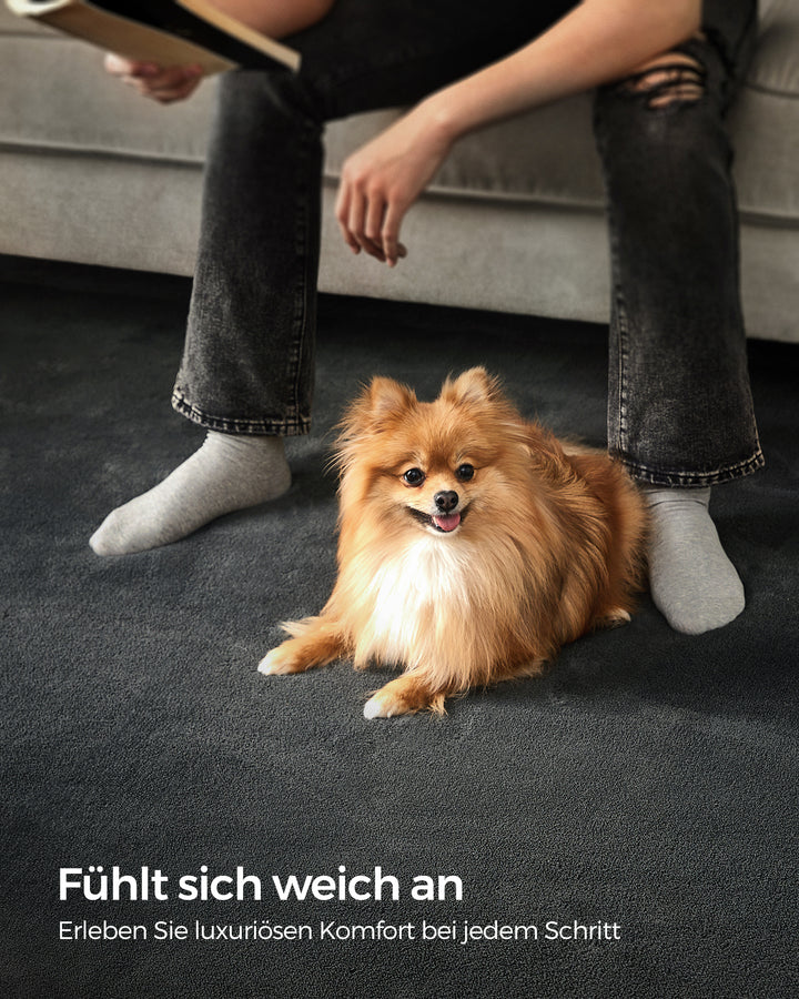 Tæppe, 120 x 170 cm, skridsikkert tæppe, maskinvaskbart, moderne stil, koksgrå