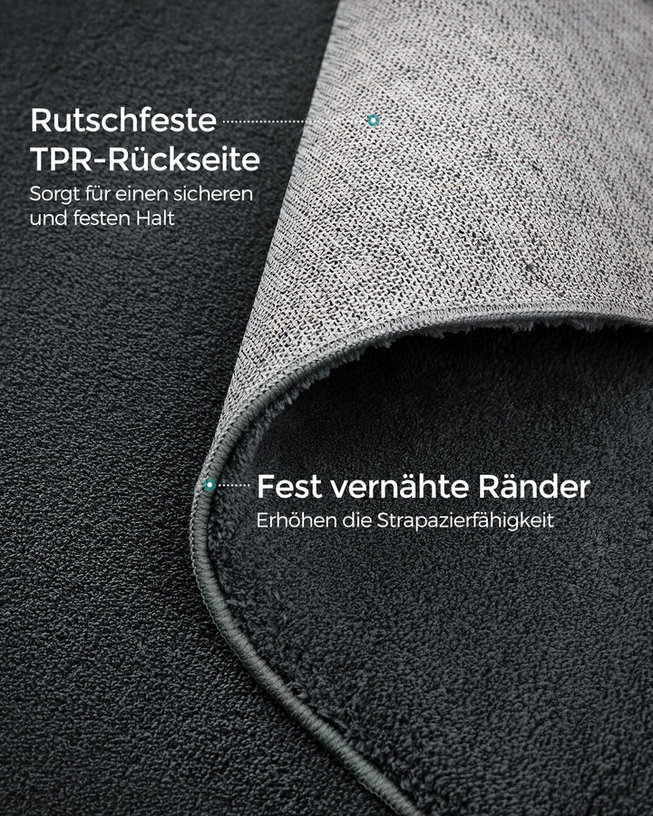 Tæppe, 120 x 170 cm, skridsikkert tæppe, maskinvaskbart, moderne stil, koksgrå