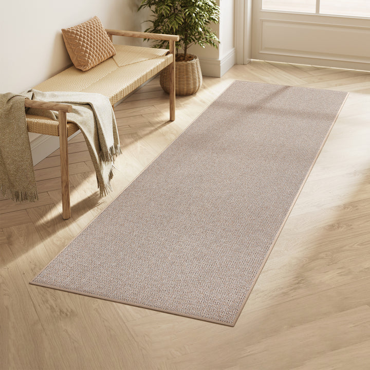 Tæppe, 80 x 200 cm, anti-slip tæppe i syntetisk jute, camel brun