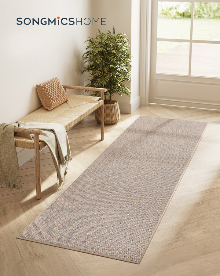 Tæppe, 80 x 200 cm, anti-slip tæppe i syntetisk jute, camel brun