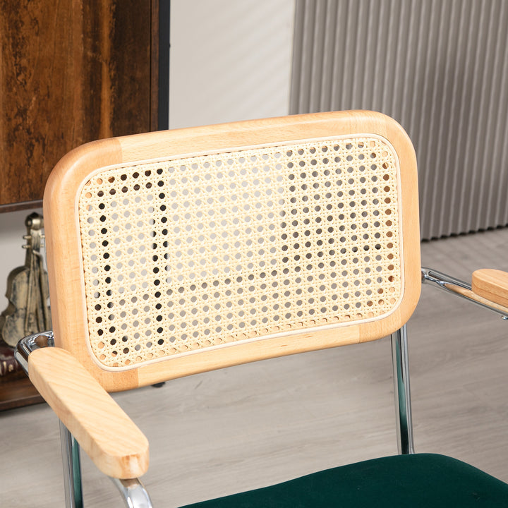 Kontorstol, boho design, armlæn i træ, drejelig, justerbar, op til 120 kg, stål, grøn