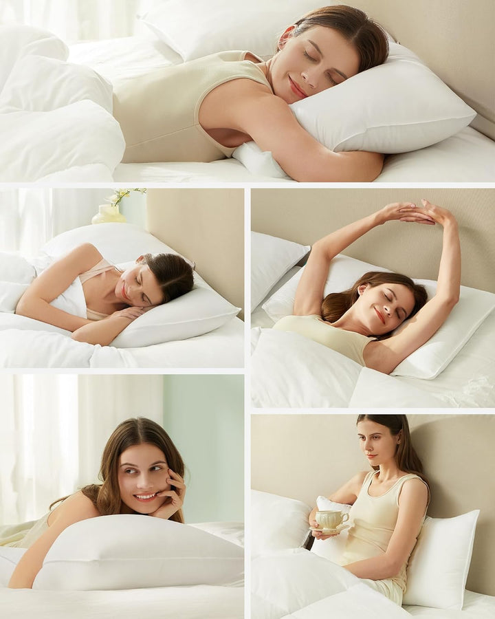 Pude 40 x 80 cm, 800 g fyld, blødt børstet polyesterstofoverflade, pude, maskinvaskbar ved 60°, med opbevaringspose, hvid