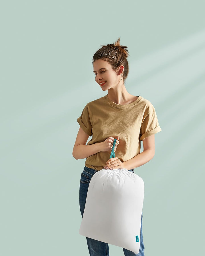 Pude 40 x 80 cm, 800 g fyld, blødt børstet polyesterstofoverflade, pude, maskinvaskbar ved 60°, med opbevaringspose, hvid