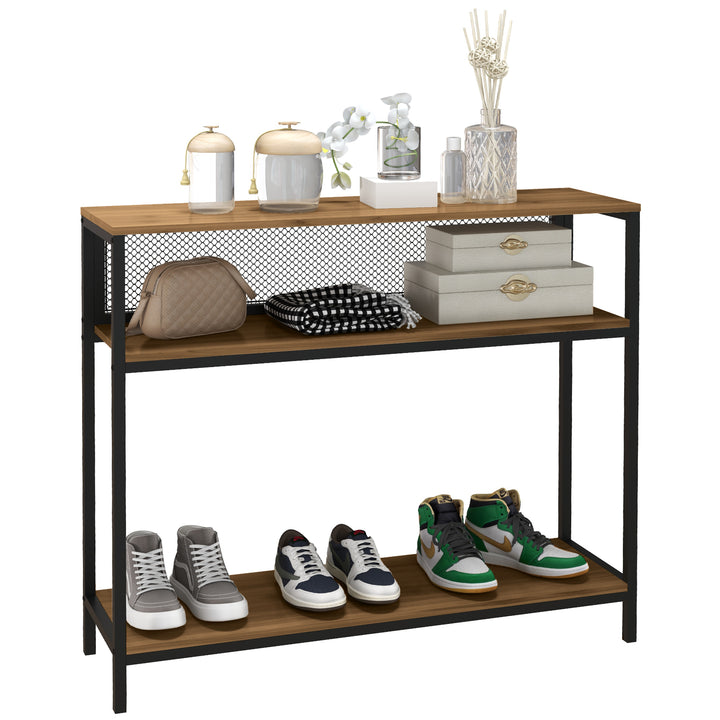 Skænk konsolbord entrehylde, industridesign, 100 cm x 29,5 cm x 90 cm, brun + sort