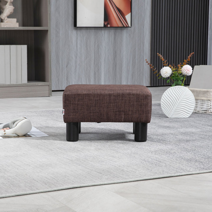 Skammel med betræk i hørlook, op til 110 kg, brun, 40 x 30 x 24 cm