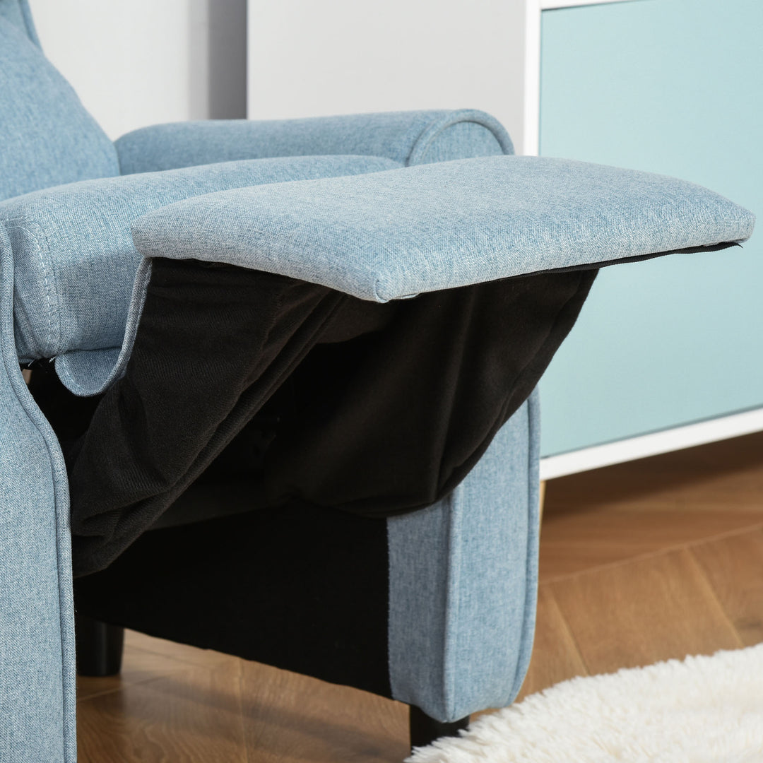 Børnesofa, børnelænestol med fodstøtte, armlæn, justerbar ryglæn, lænestol, børnesofa, stol, dagseng, børnesofa til 3-5-årige drenge og piger, blå