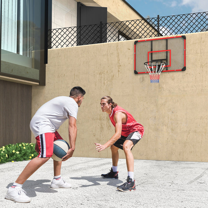 Vægmonteret basketballkurv, indendørs/udendørs, robust pc-bagplade, nylonnet, stålring, 113 x 61 x 73 cm