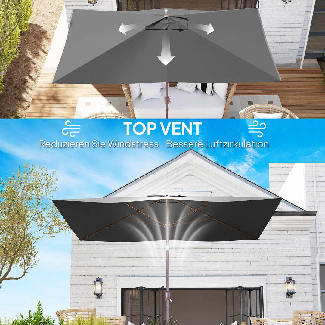 Parasolovertræk 2 x 3 m 6 ribber UV50+ & vandtæt terrasseparasolovertræk