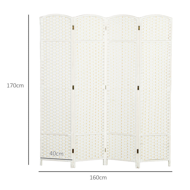 4-Panels rumdeler, foldbar skærm, skærm til stue, soveværelse, hjemmekontor, hvid