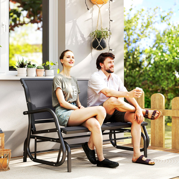 2-personers gyngestol havebænk med vippemekanisme, metal havegyngebænk, parkbænk, lasteevne op til 200 kg, havemøbler til have, terrasse, veranda, 120 x 70 x 85 cm, grå