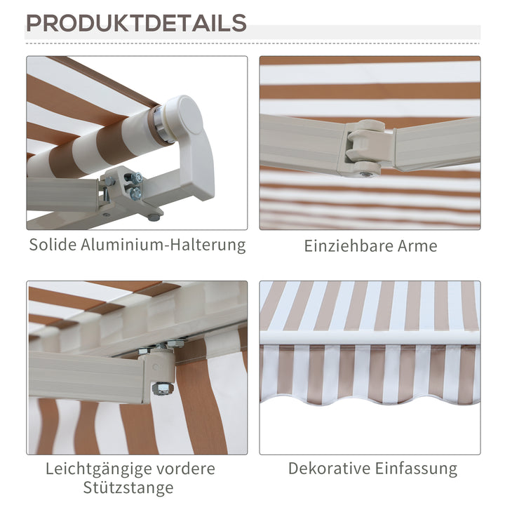 Markise med håndsving, foldearmsmarkise, solafskærmning, vægmontering, balkon, aluminium Berge 3 x 2,5 m