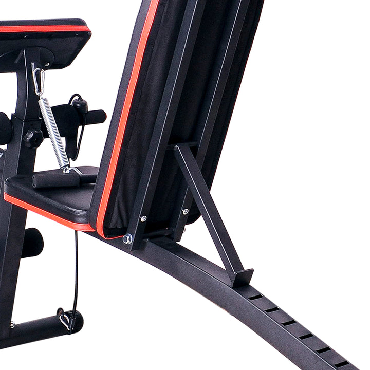 Multifunktionel vægtbænk multigym med fjederbooster træningsbænk vægt op til 120 kg sort 54 x 160 x 106 cm