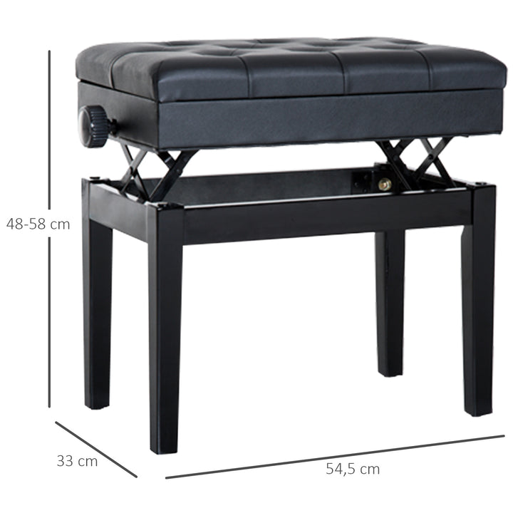 Klaverstol klaverbænk klaverbænk makeup-skammel skammel med opbevaringsplads højdejusterbar 54,5 x 33 x 48-58 cm