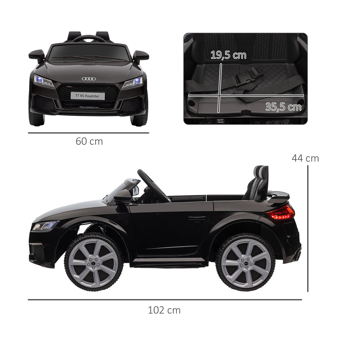 Audi børne-elbil, med 2.4G fjernbetjening, musik, horn, LED, USB, til børn 3-5 år, sort