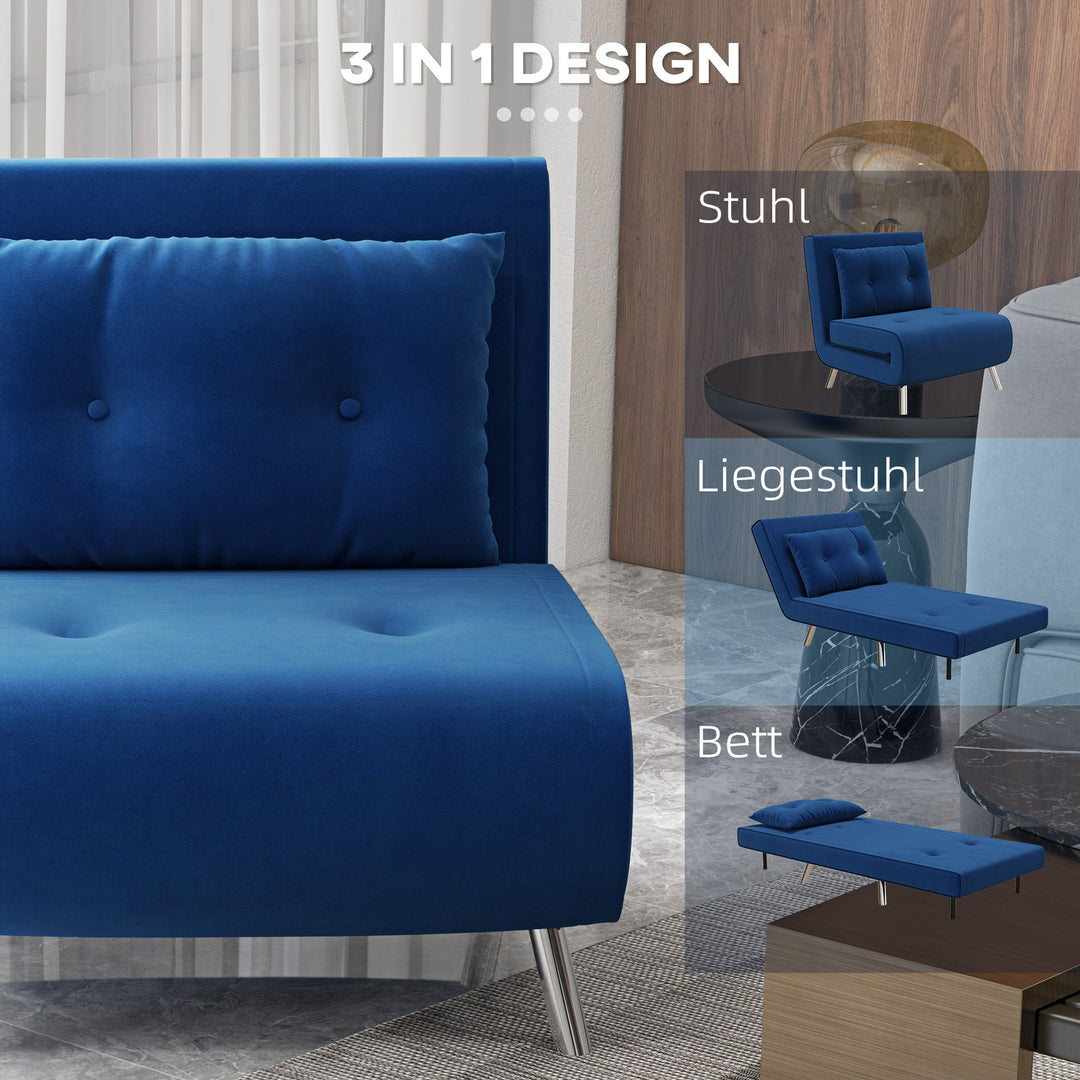 Lænestol med lænefunktion, knapsyninger, linnedlook, 77 cm x 88 cm x 83 cm, blå