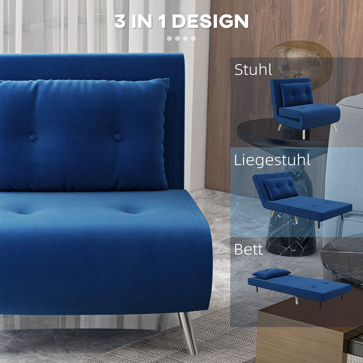 Lænestol med lænefunktion, knapsyninger, linnedlook, 77 cm x 88 cm x 83 cm, blå