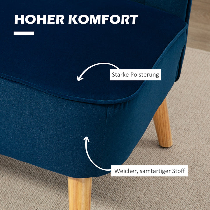 Retro design 2-personers sofa, træben, 117 cm x 56,5 cm x 77 cm, blå