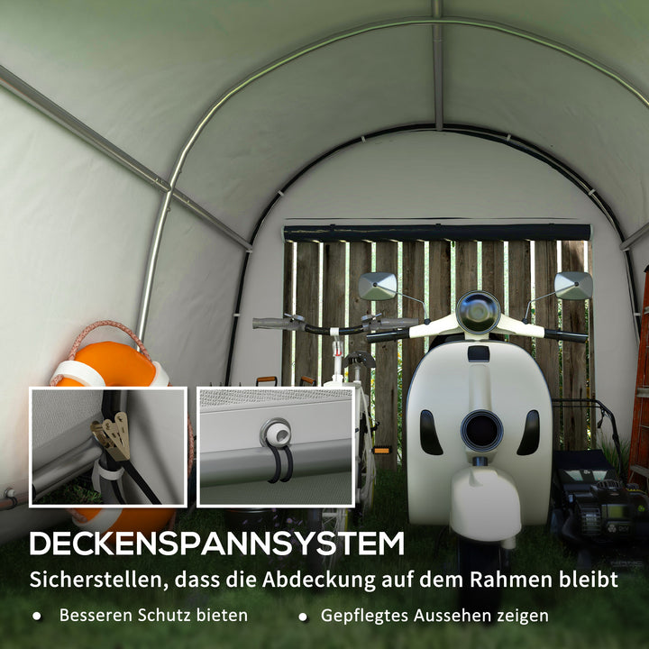 Opbevaringstelt til haven, robust stålramme, store døre, 3x3m, grå