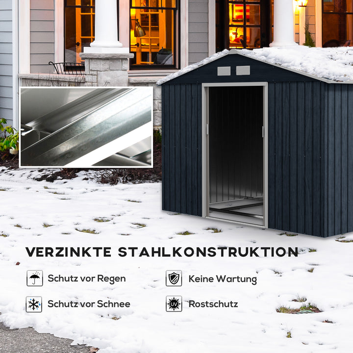 Redskabsskur med skydedøre 2,77 x 1,95 x 1,92 m metal antracitgrå