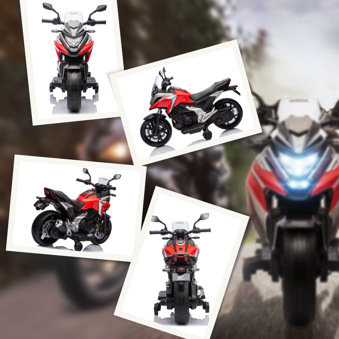 Elektrisk børnemotorcykel, Honda, 3 km/t, musik og lys, 3-6 år, op til 30 kg, rød