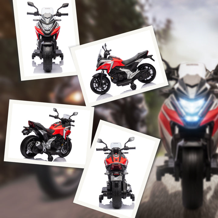Elektrisk børnemotorcykel, Honda, 3 km/t, musik og lys, 3-6 år, op til 30 kg, rød