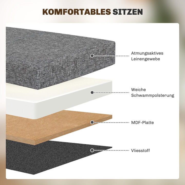 Fodskammel med opbevaring, foldbart design, blødt polstret, til entré, stue, soveværelse, mørkegrå