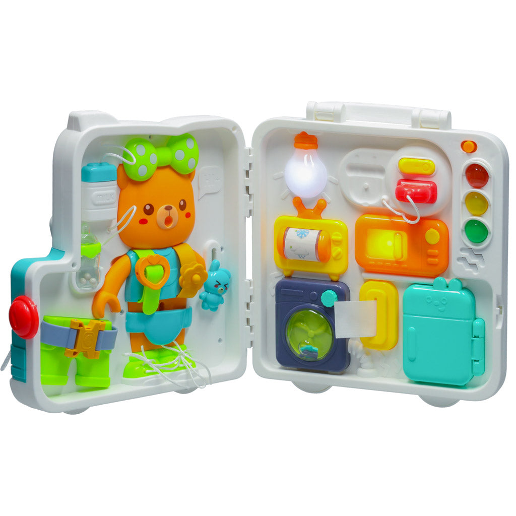 Sensorisk montessori manipulationsbræt montessori etui knopper bamse XXL lys lyd