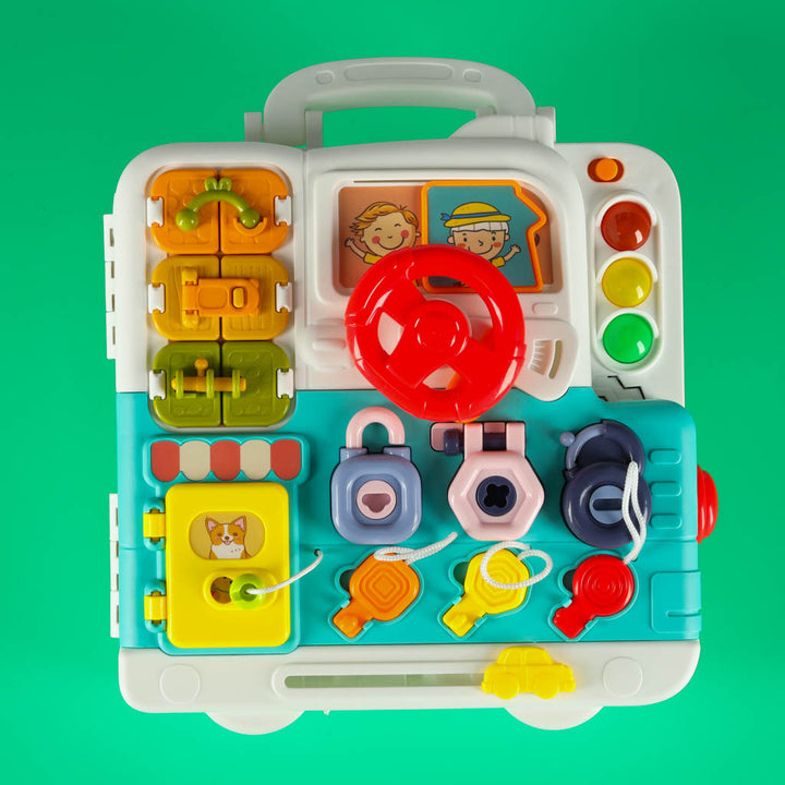 Sensorisk montessori manipulationsbræt montessori etui knopper bamse XXL lys lyd