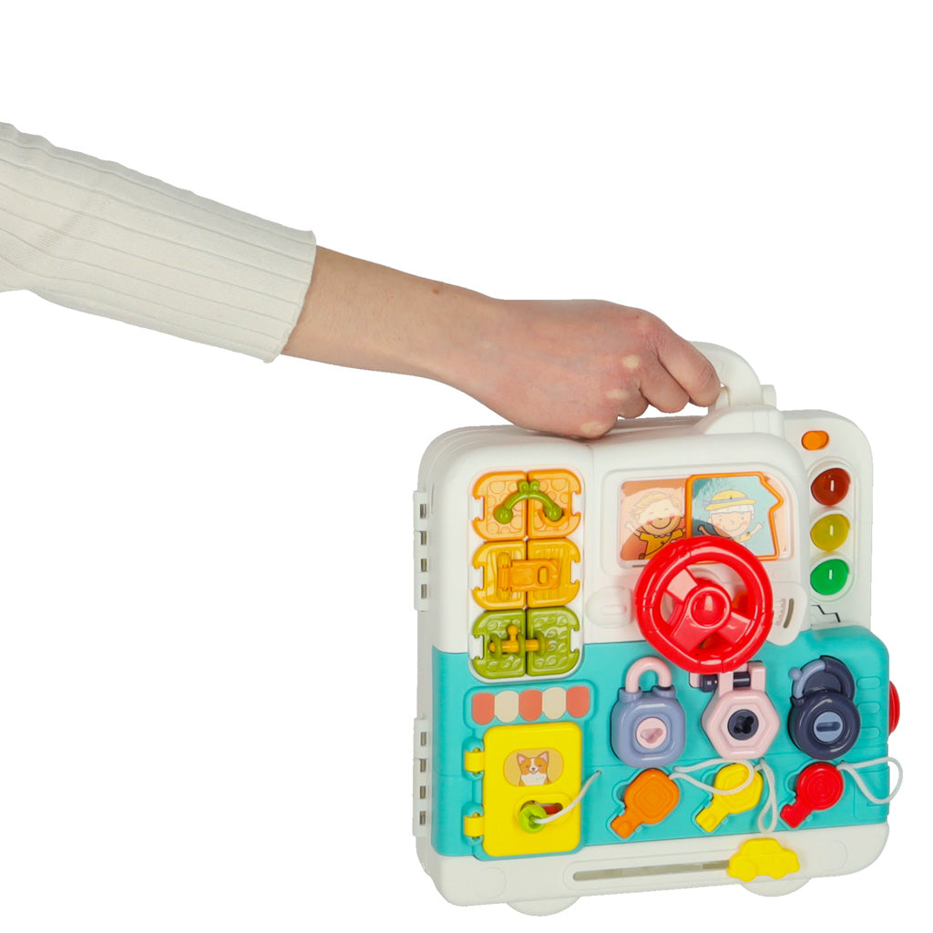 Sensorisk montessori manipulationsbræt montessori etui knopper bamse XXL lys lyd