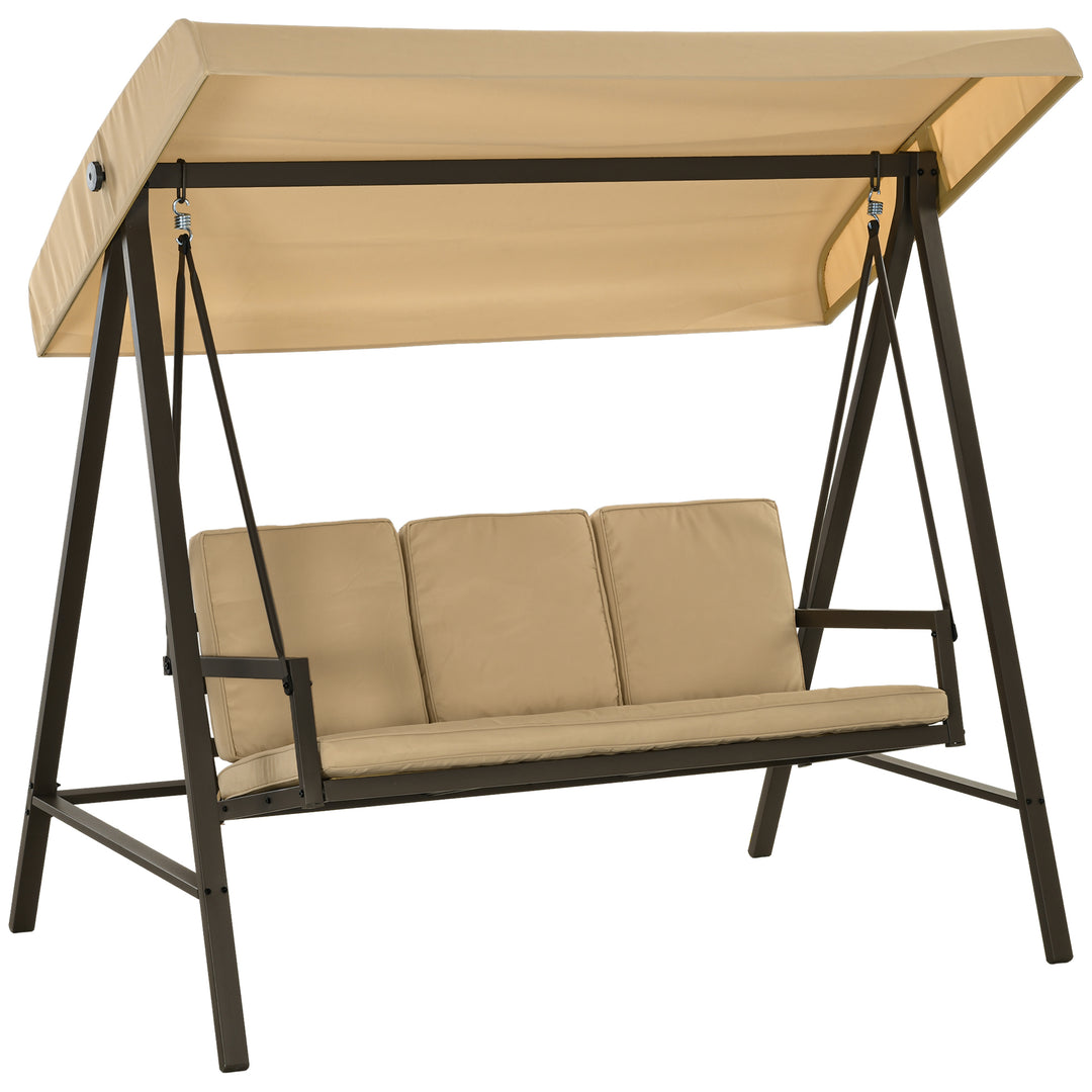 Hollywood gynge, havegynge, gyngebænk, justerbar solskærm, 200 cm x 125 cm x 175 cm, beige + brun