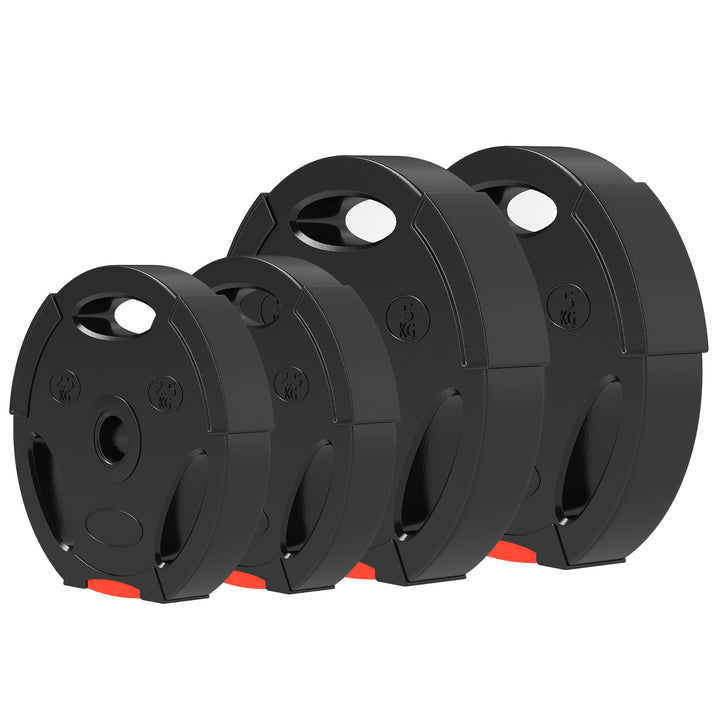 4-Delt vægtskivesæt til træning, fitnesscenter, hjemmetræning, styrketræning, 2 x 5 kg og 2 x 2,5 kg, sort