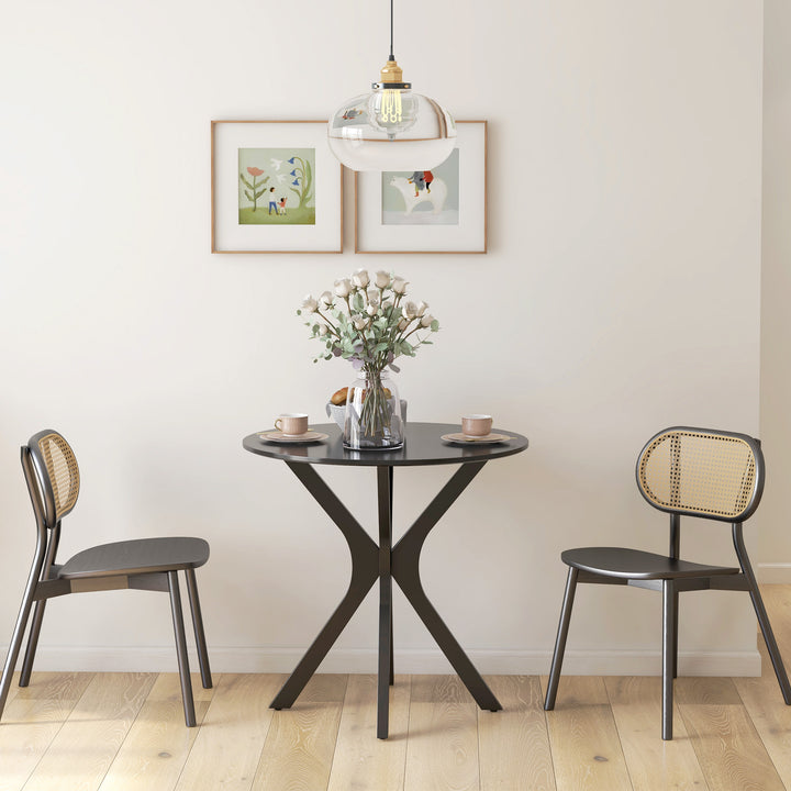 Spisebord køkkenbord rundbord, moderne design, 78 cm x 78 cm x 75 cm, sort