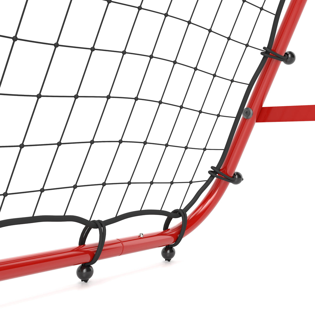 Fodboldmål, justerbart, foldbart, metalramme, 100 x 95 cm, rød