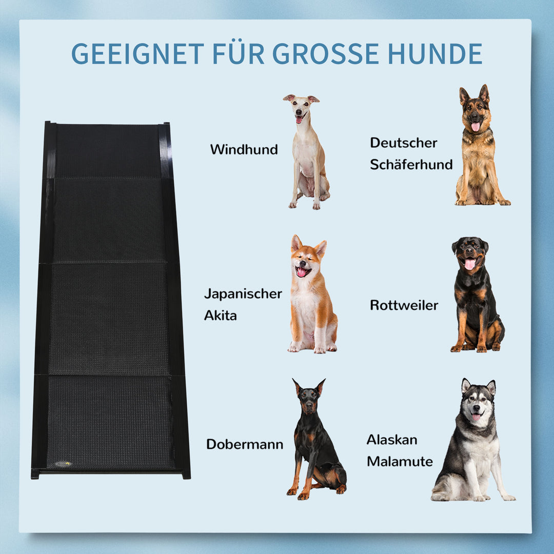 Kæledyrsrampe, sammenklappelig, skridsikker, hunde op til 40 kg, 158 cm x 43,5 cm x 2,5 cm, sort