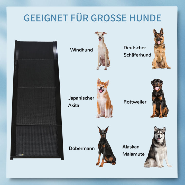 Kæledyrsrampe, sammenklappelig, skridsikker, hunde op til 40 kg, 158 cm x 43,5 cm x 2,5 cm, sort