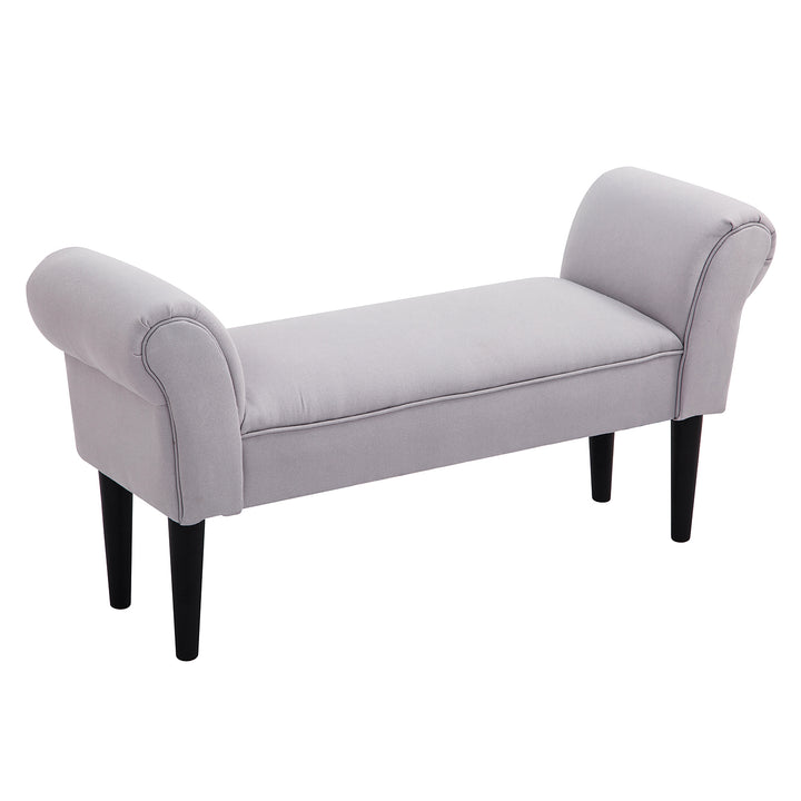 Sengebænk, polstret bænk, siddebænk, entrebænk til soveværelse, lasteevne op til 130 kg, sejldug, grå, 102 x 36 x 51 cm