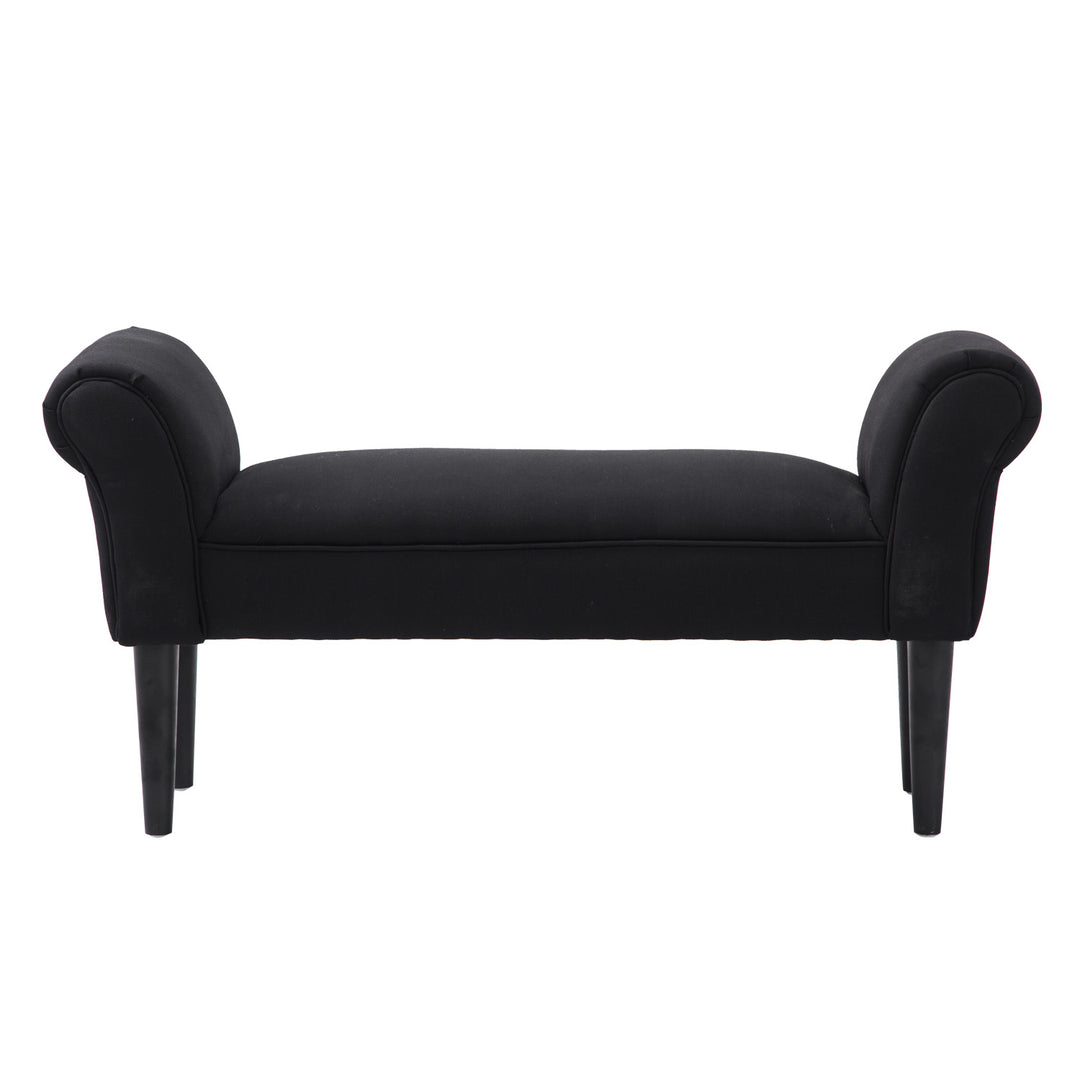 Bænk, sengebænk, tidløst design, blød polstring, op til 130 kg, sort, 102 x 36 x 51 cm