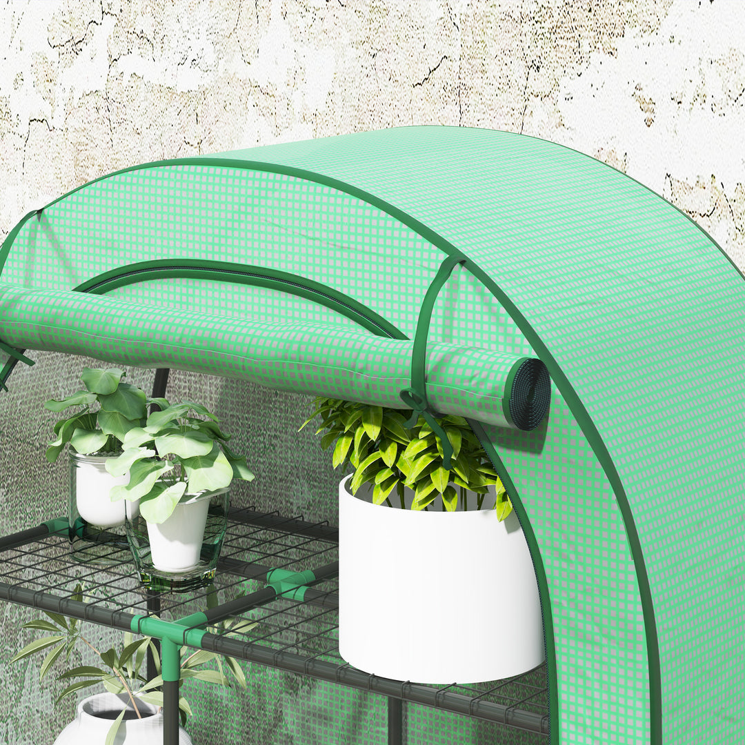 Mini drivhus, 4-etagers drivhus med plastdæksel, bærbart, rulleport, 100 x 45 x 160 cm, grøn