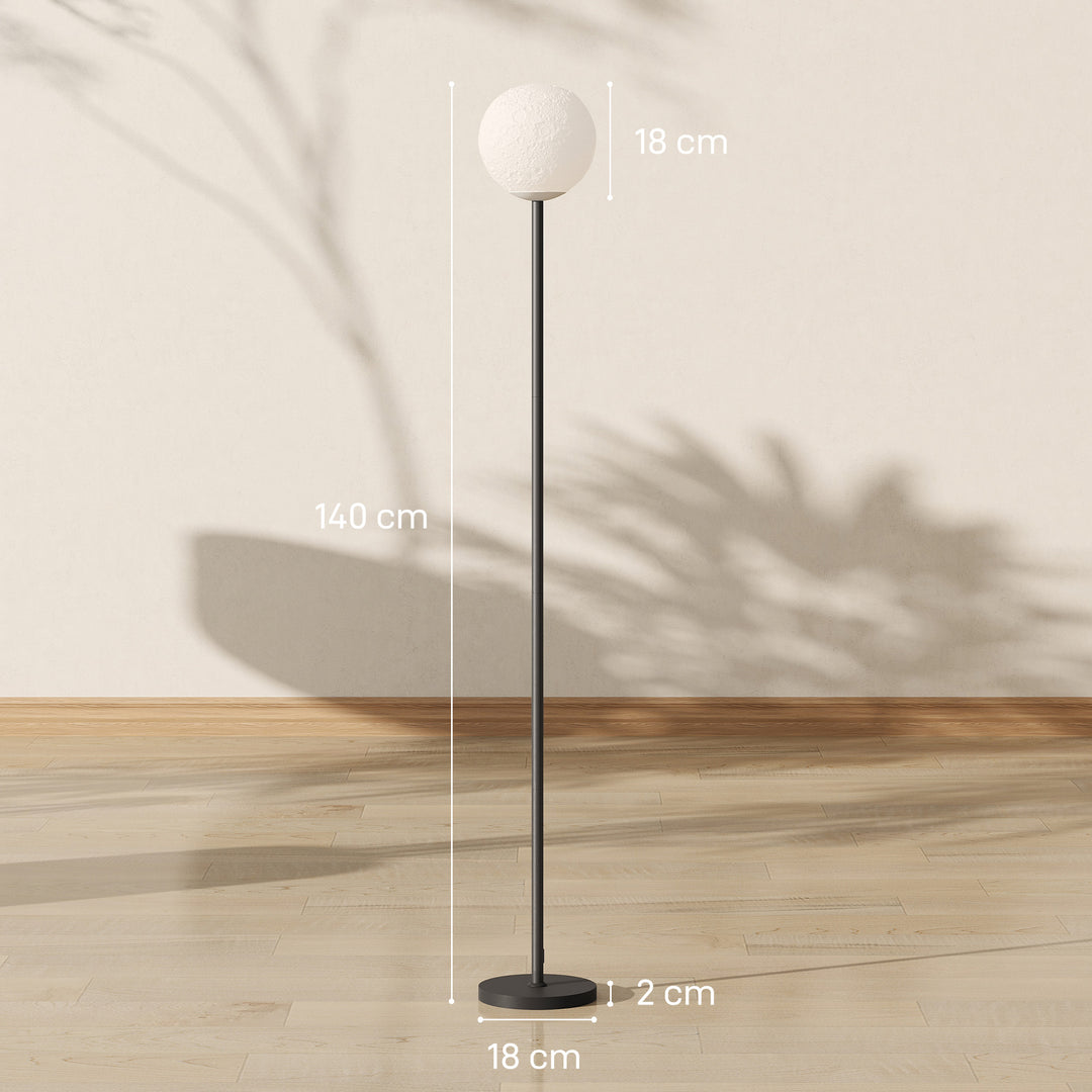 Gulvlampe med måneskærm, fodkontakt, 3 farvetemperaturer, metal, sort