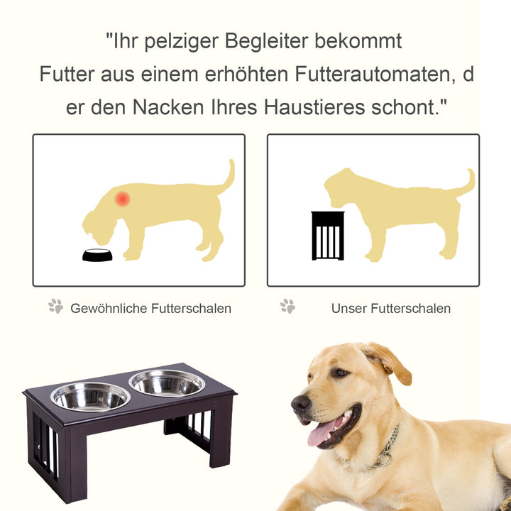 Foderstation til hunde, skridsikker, 58,4 x 30,5 x 25,4 cm, grå, 2 l pr. skål