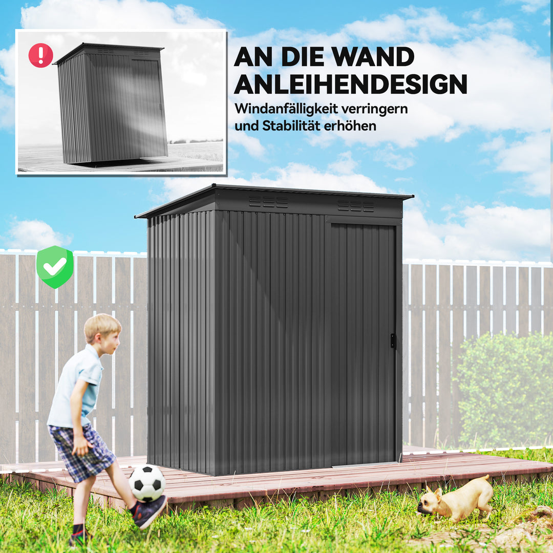 Metalhaveskur 1,37 m², redskabsskur med nem montering, nedhængt tag, skydedør, ventilation, handsker