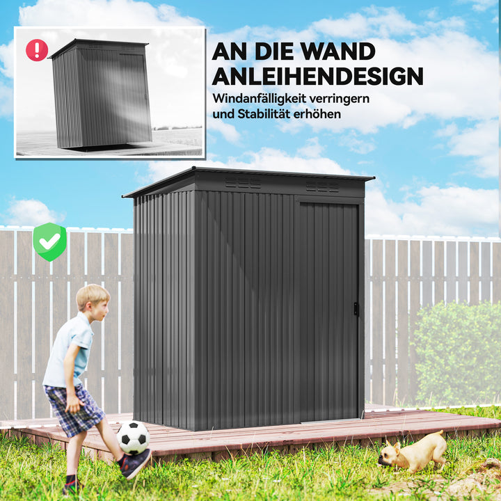 Metalhaveskur 1,37 m², redskabsskur med nem montering, nedhængt tag, skydedør, ventilation, handsker