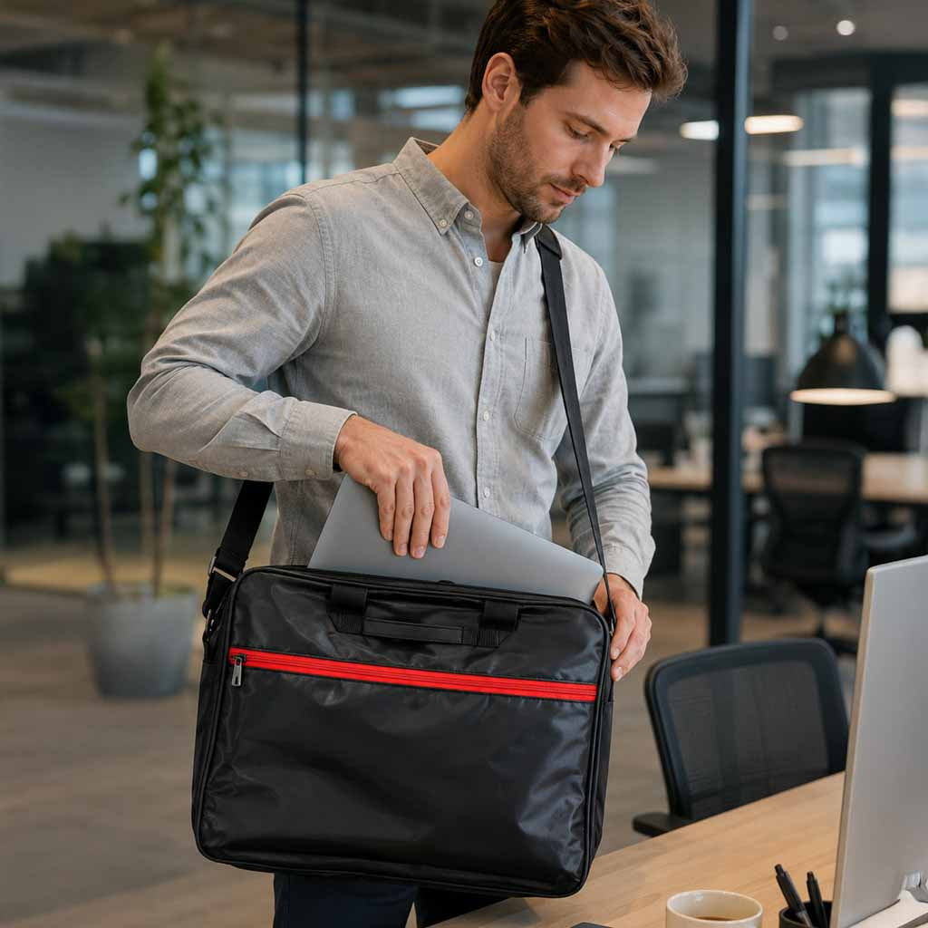 Laptoptaske 15,6 tommer etui etui med rem dokumentmappe dame herre sort