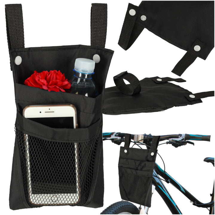 Taske til cykel, scooter, styr, telefon, cykeltaske, sort