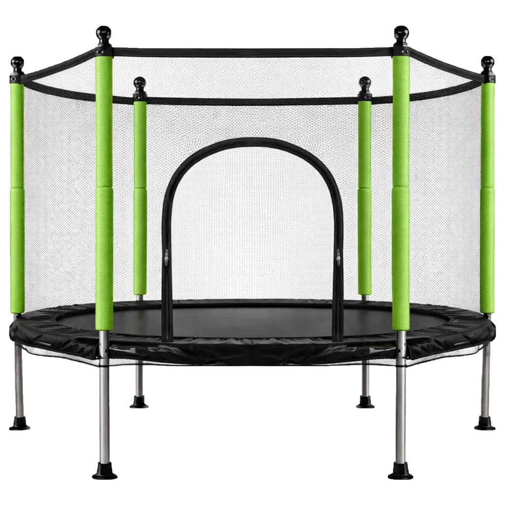 Trampolin til hjemmet og haven til børn, boldnet 140 cm, 55 tommer, grøn