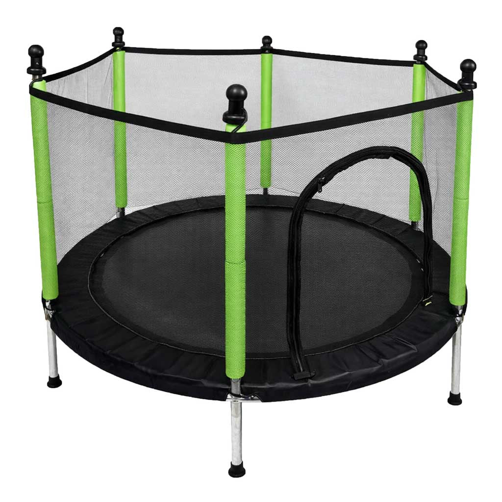 Trampolin til hjemmet og haven til børn, boldnet 140 cm, 55 tommer, grøn