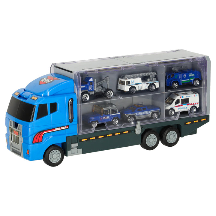 Transporter lastbil TIR-kaster + metalbiler politi