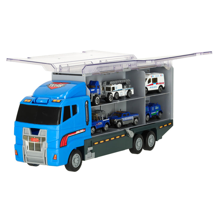 Transporter lastbil TIR-kaster + metalbiler politi