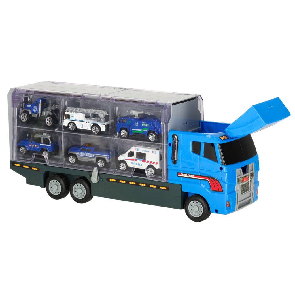 Transporter lastbil TIR-kaster + metalbiler politi